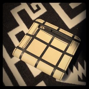 Fossil double fold wallet cream & black